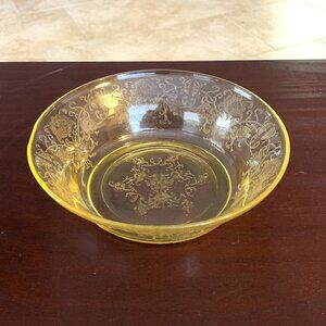 Vintage Hazel Atlas Florentine #2 'Poppy' Yellow - 8 Inch Berry Bowl